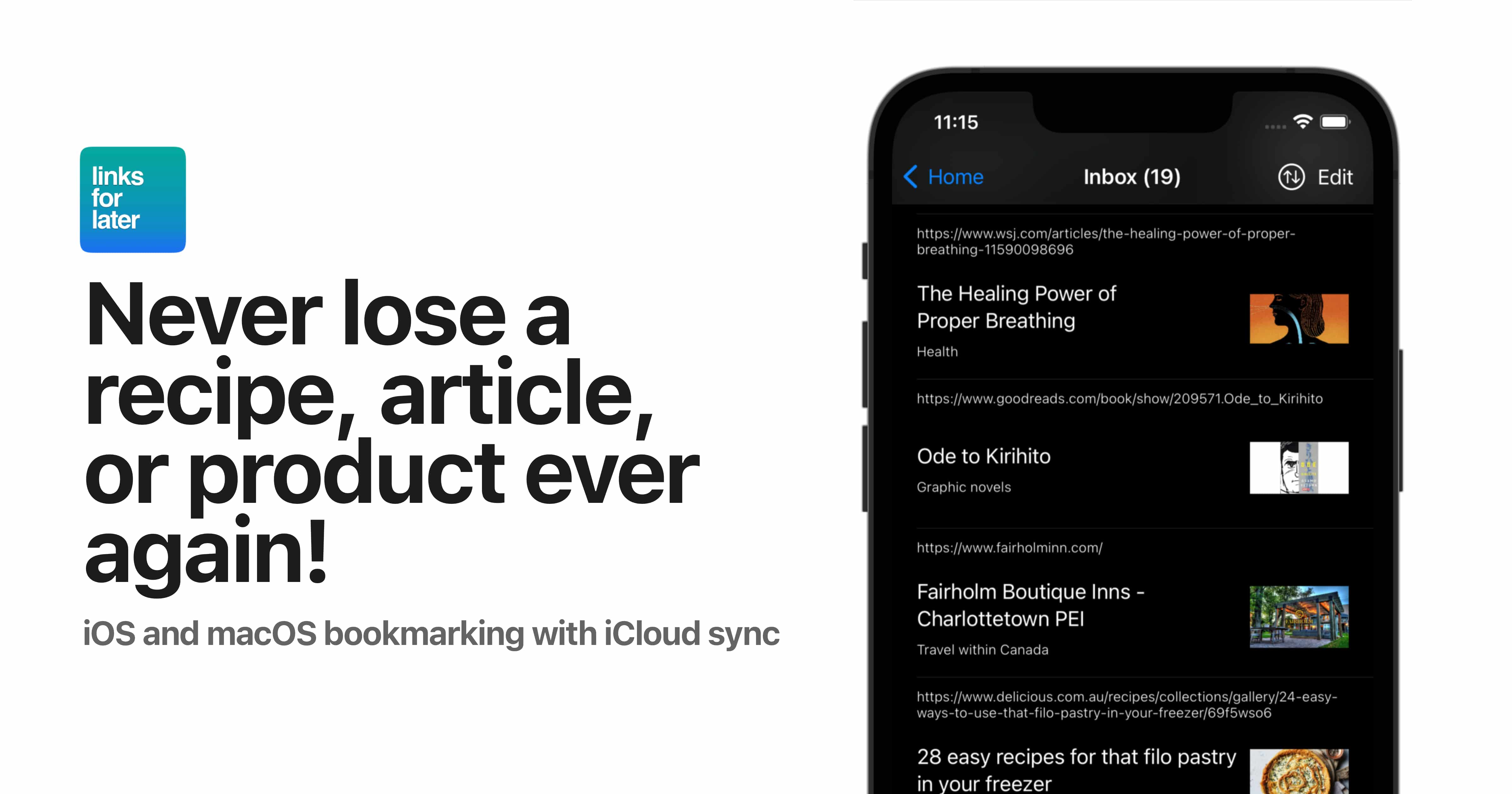 links for later iOS and macOS bookmarking